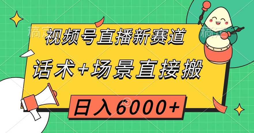 视频号直播新赛道，话术+场景直接搬，日入6000+【揭秘】-夜影资源