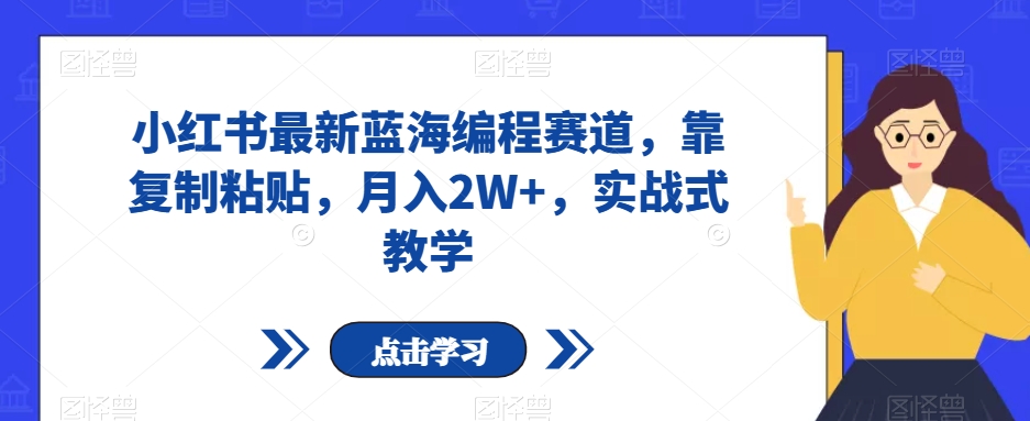 小红书最新蓝海编程赛道，靠复制粘贴，月入2W+，实战式教学【揭秘】-夜影资源