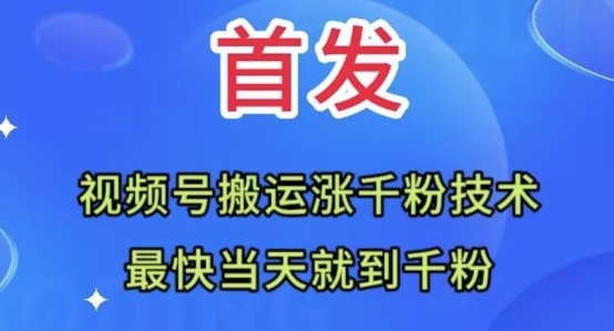 全网首发：视频号无脑搬运涨千粉技术，最快当天到千粉【揭秘】-夜影资源