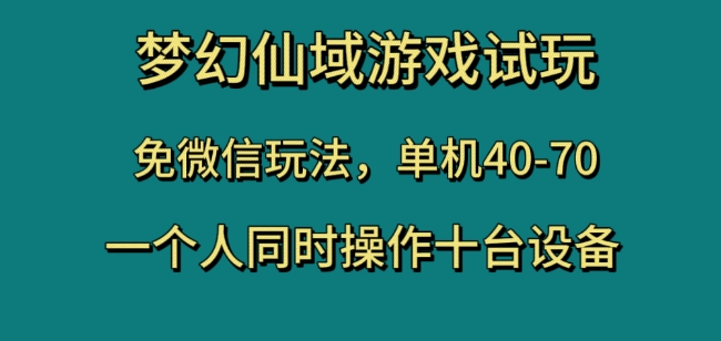 梦幻仙域游戏试玩，免微信玩法，单机40-70，一个人同时操作十台设备【揭秘】-夜影资源