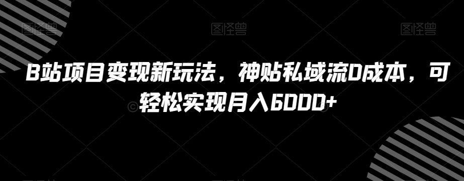B站项目变现新玩法，神贴私域流0成本，可轻松实现月入6000+【揭秘】-夜影资源
