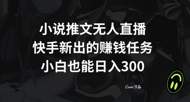 小说推文无人直播，快手新出的赚钱任务，小白也能日入300+【揭秘】-夜影资源
