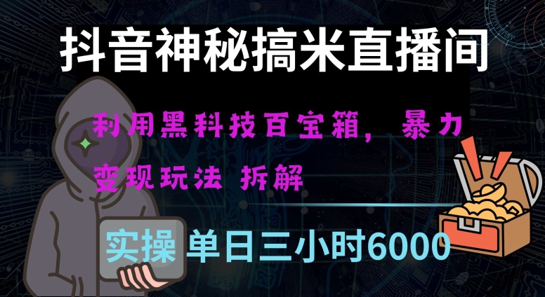 抖音神秘直播间黑科技日入四位数及格暴力项目全方位解读【揭秘】-夜影资源