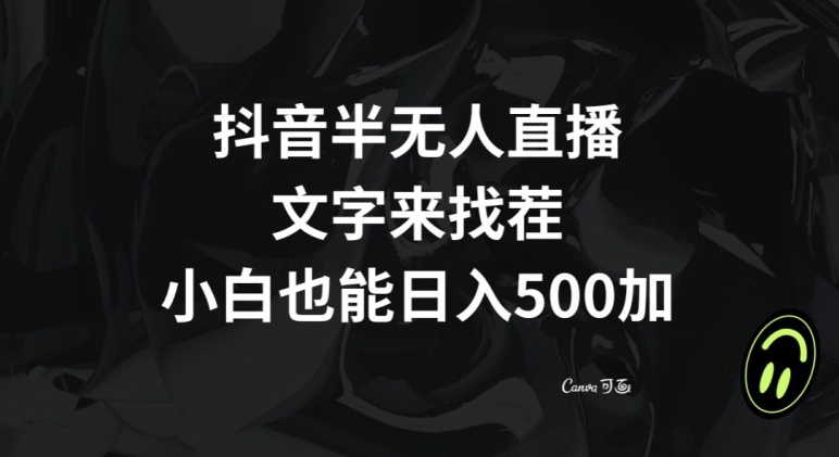 抖音半无人直播，文字来找茬小游戏，每天收益500+【揭秘】-夜影资源
