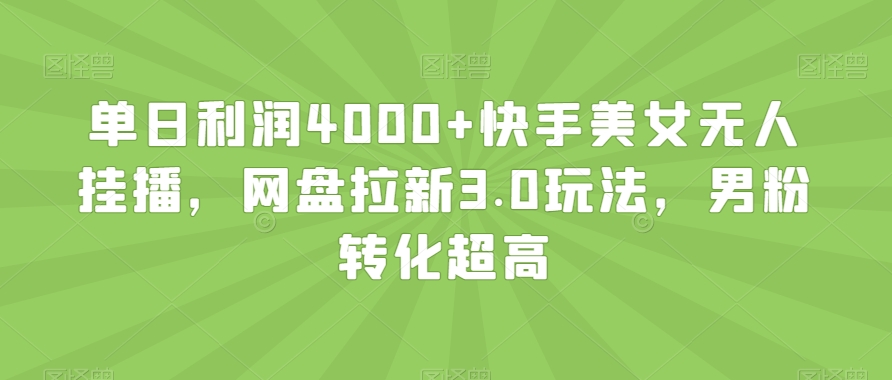 单日利润4000+快手美女无人挂播，网盘拉新3.0玩法，男粉转化超高【揭秘】-夜影资源