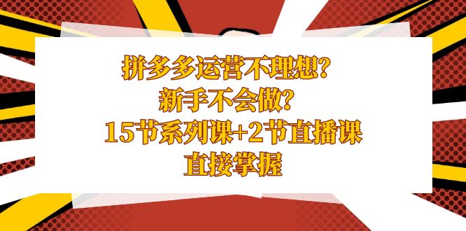 （8479期）拼多多运营不理想？新手不会做？15节系列课+2节直播课，直接掌握-夜影资源