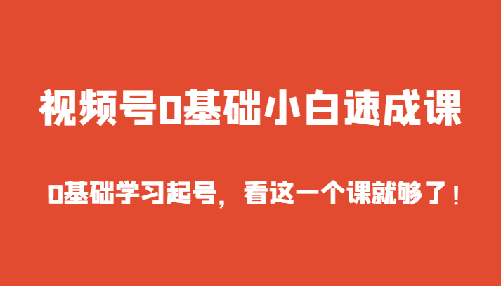 视频号0基础小白速成课，0基础学习起号，看这一个课就够了！-夜影资源