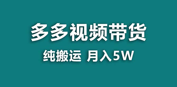 （8491期）【蓝海项目】拼多多视频带货 纯搬运一个月搞了5w佣金，小白也能操作 送工具-夜影资源