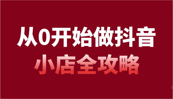 从0开始做抖音小店全攻略，抖音开店全步骤详细解说（54节课）-夜影资源