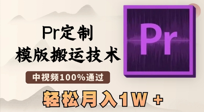 最新Pr定制模版搬运技术，中视频100%通过，几分钟一条视频，轻松月入1W＋-夜影资源
