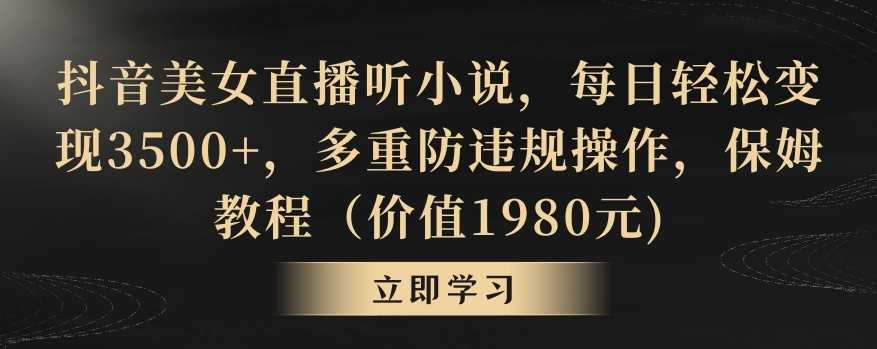 抖音美女直播听小说，每日轻松变现3500+，多重防违规操作，保姆教程（价值1980元)【揭秘】-夜影资源