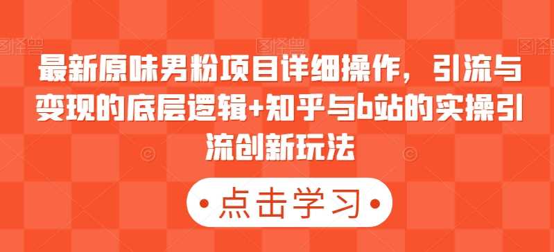最新原味男粉项目详细操作，引流与变现的底层逻辑+知乎与b站的实操引流创新玩法-夜影资源