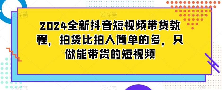 2024全新抖音短视频带货教程，拍货比拍人简单的多，只做能带货的短视频-夜影资源