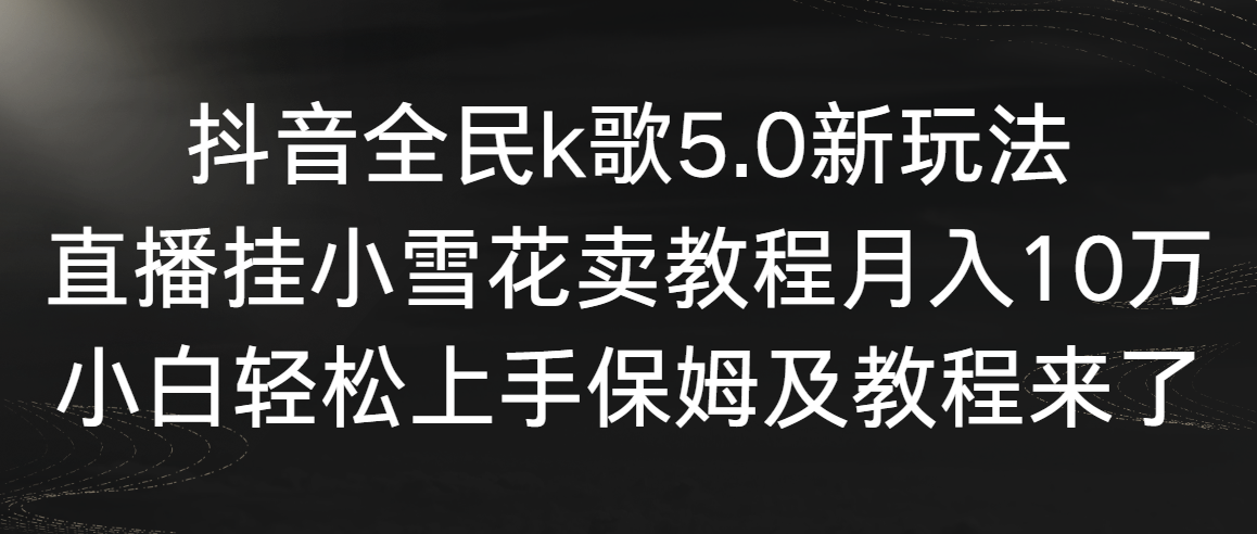 （9021期）抖音全民k歌5.0新玩法，直播挂小雪花卖教程月入10万，小白轻松上手，保…-夜影资源