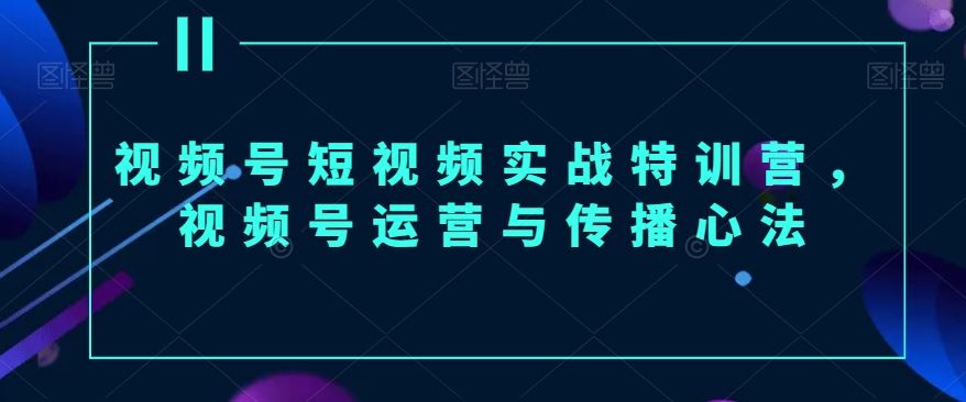 视频号短视频实战特训营，视频号运营与传播心法-夜影资源