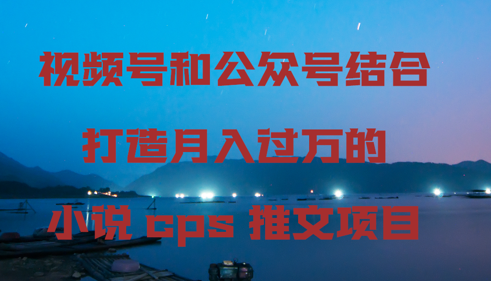 视频号和公众号结合打造月入过万的小说cps推文项目，包括市面上面的各种思路详解-夜影资源