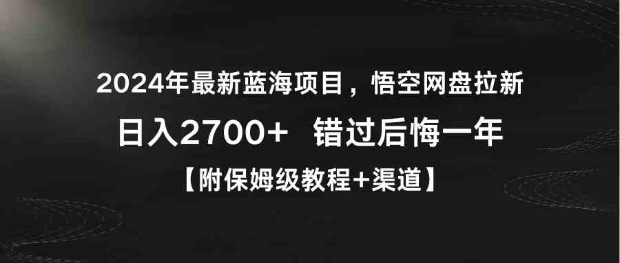 （9095期）2024年最新蓝海项目，悟空网盘拉新，日入2700+错过后悔一年【附保姆级教…-夜影资源
