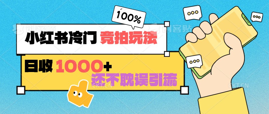 小红书冷门 竞拍玩法 日收1000+ 不耽误引流 可以做店铺 可以做私域-夜影资源