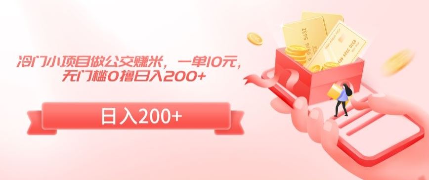 冷门小项目做公交赚米，一单10元，无门槛0撸日入200+【揭秘】-夜影资源