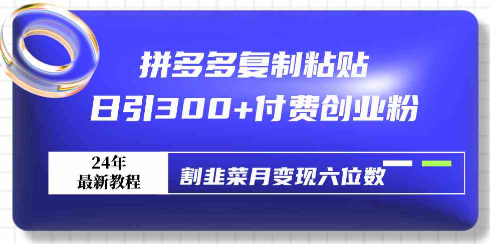 （9129期）拼多多复制粘贴日引300+付费创业粉，割韭菜月变现六位数最新教程！-夜影资源