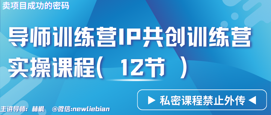 导师训练营3.0IP共创训练营私密实操课程（12节）-卖项目的密码成功秘诀-夜影资源