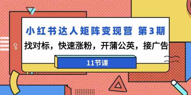 小红书达人矩阵变现营第3期，找对标，快速涨粉，开蒲公英，接广告（11节课）-夜影资源