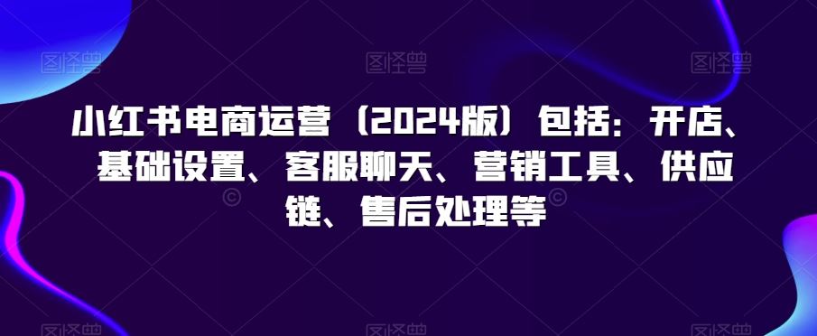 小红书电商运营（2024版）包括：开店、基础设置、客服聊天、营销工具、供应链、售后处理等-夜影资源