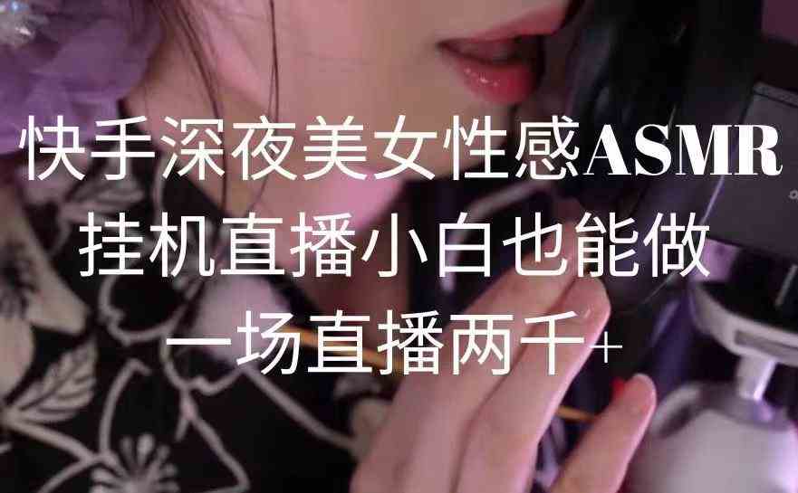 （9243期）快手深夜美女性感ASMR挂机直播，小白也能做，一场直播两千+-夜影资源