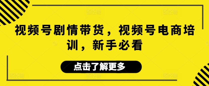 视频号剧情带货，视频号电商培训，新手必看-夜影资源