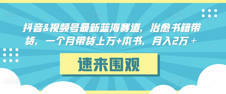 抖音&视频号最新蓝海赛道，治愈书籍带货，一个月带货上万+本书，月入2万＋-夜影资源