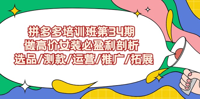 拼多多培训班第34期：做高价女装必盈利剖析 选品/测款/运营/推广/拓展-夜影资源