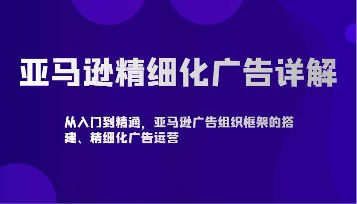 亚马逊精细化广告详解-从入门到精通，亚马逊广告组织框架的搭建、精细化广告运营-夜影资源