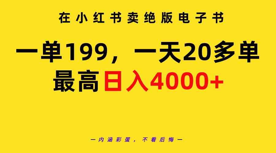 （9401期）在小红书卖绝版电子书，一单199 一天最多搞20多单，最高日入4000+教程+资料-夜影资源