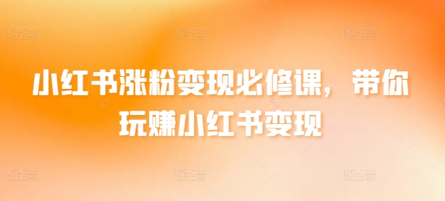 小红书涨粉变现必修课，带你玩赚小红书变现-夜影资源