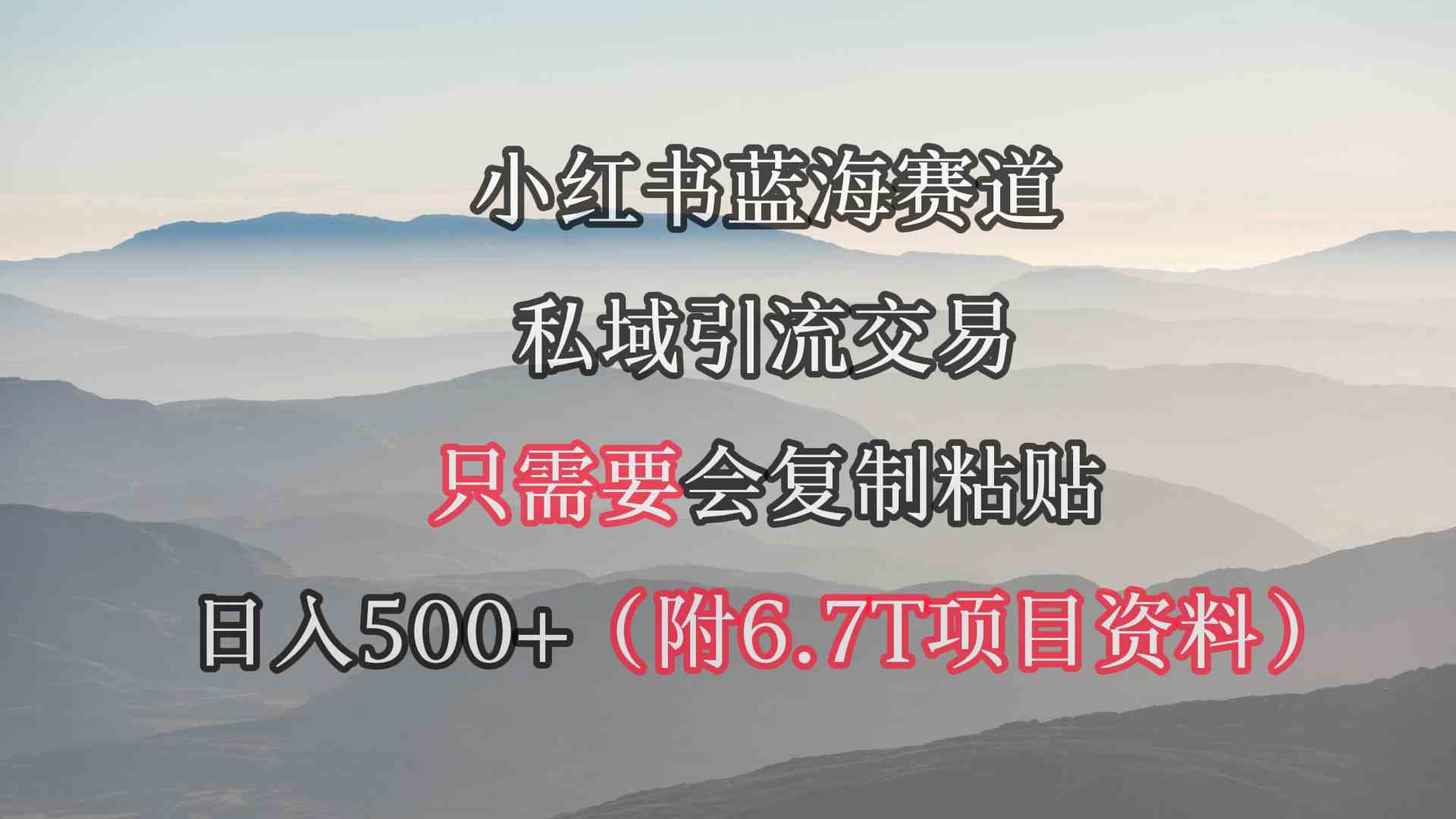 （9487期）小红书短剧赛道，私域引流交易，会复制粘贴，日入500+（附6.7T短剧资源）-夜影资源