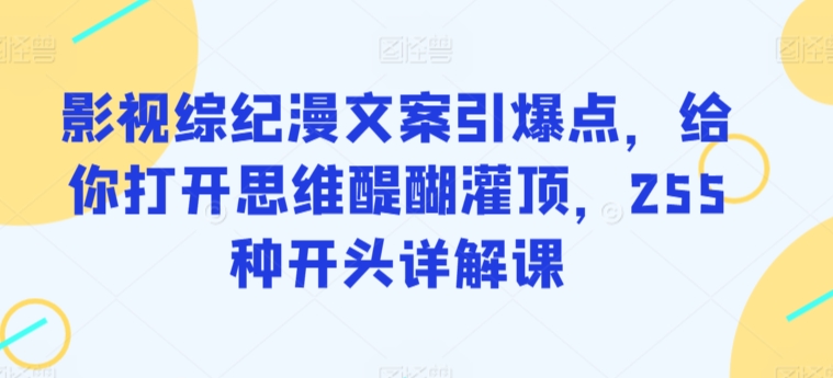 影视综纪漫文案引爆点，给你打开思维醍醐灌顶，255种开头详解课-夜影资源