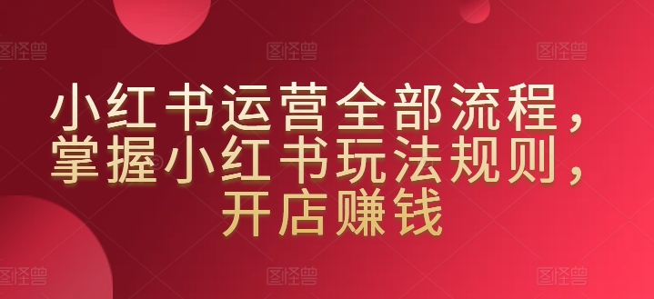 小红书运营全部流程，掌握小红书玩法规则，开店赚钱-夜影资源