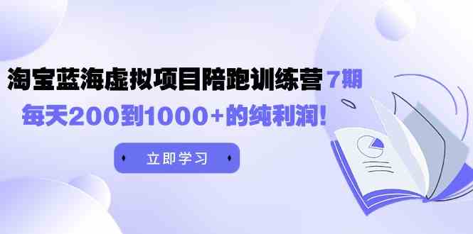 （9541期）黄岛主《淘宝蓝海虚拟项目陪跑训练营7期》每天200到1000+的纯利润-夜影资源