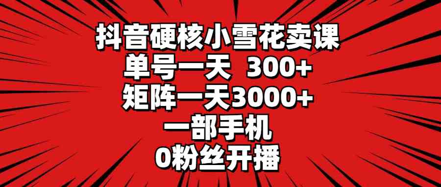 （9551期）抖音硬核小雪花卖课，单号一天300+，矩阵一天3000+，一部手机0粉丝开播-夜影资源