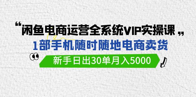闲鱼电商运营全系统VIP实战课，1部手机随时随地卖货，新手日出30单月入5000-夜影资源