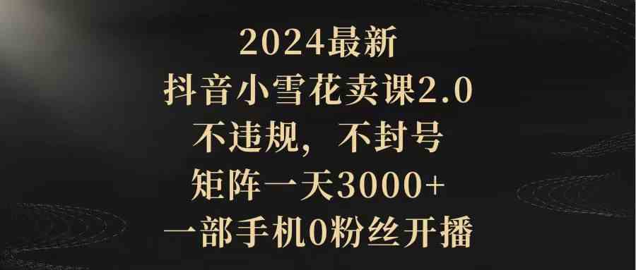（9639期）2024最新抖音小雪花卖课2.0 不违规 不封号 矩阵一天3000+一部手机0粉丝开播-夜影资源