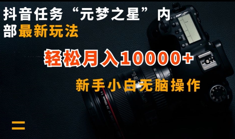 抖音任务“元梦之星”内部最新玩法，新手小白无脑操作，轻松月入10000+-夜影资源