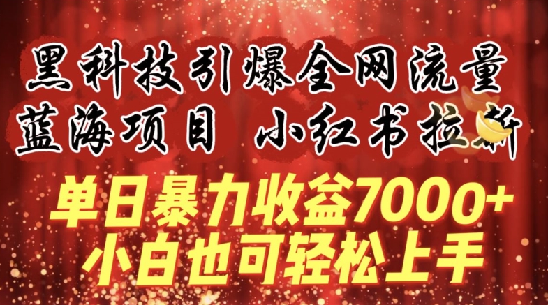 蓝海项目!黑科技引爆全网流量小红书拉新，单日暴力收益7000+，小白也能轻松上手-夜影资源