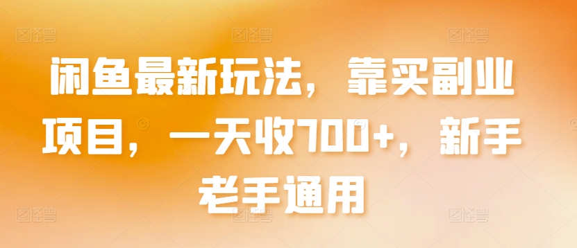 闲鱼最新玩法，靠买副业项目，一天收700+，新手老手通用-夜影资源
