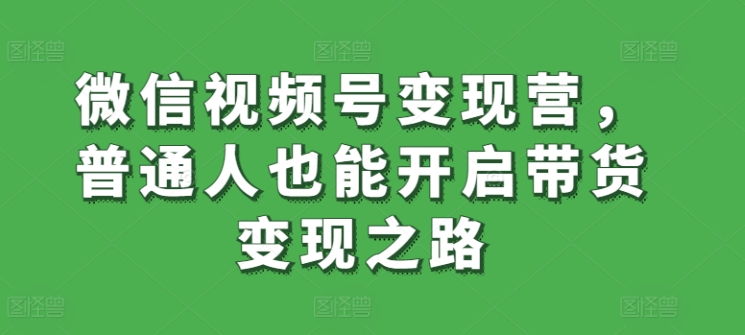 微信视频号变现营，普通人也能开启带货变现之路-夜影资源