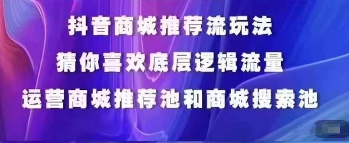 抖音商城运营课程，猜你喜欢入池商城搜索商城推荐人群标签覆盖-夜影资源