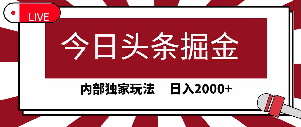 （9832期）今日头条掘金，30秒一篇文章，内部独家玩法，日入2000+-夜影资源