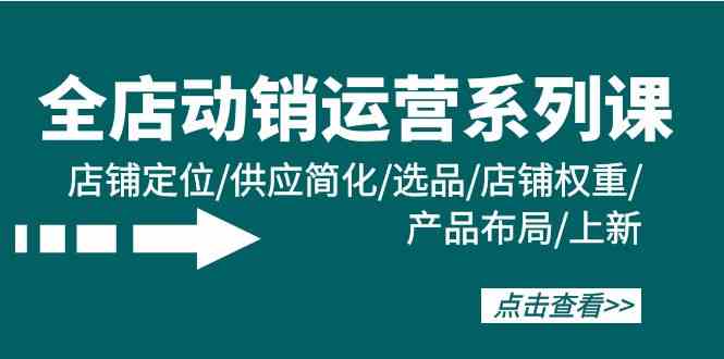 （9845期）全店·动销运营系列课：店铺定位/供应简化/选品/店铺权重/产品布局/上新-夜影资源