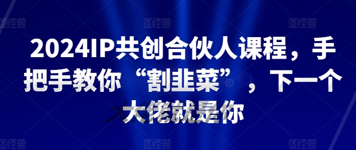 2024IP共创合伙人课程，手把手教你“割韭菜”，下一个大佬就是你-夜影资源