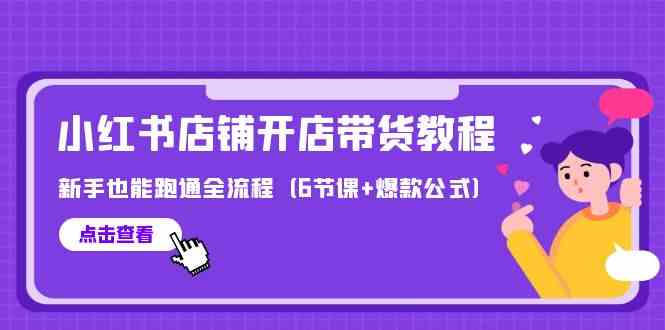 最新小红书店铺开店带货教程，新手也能跑通全流程（6节课+爆款公式）-夜影资源